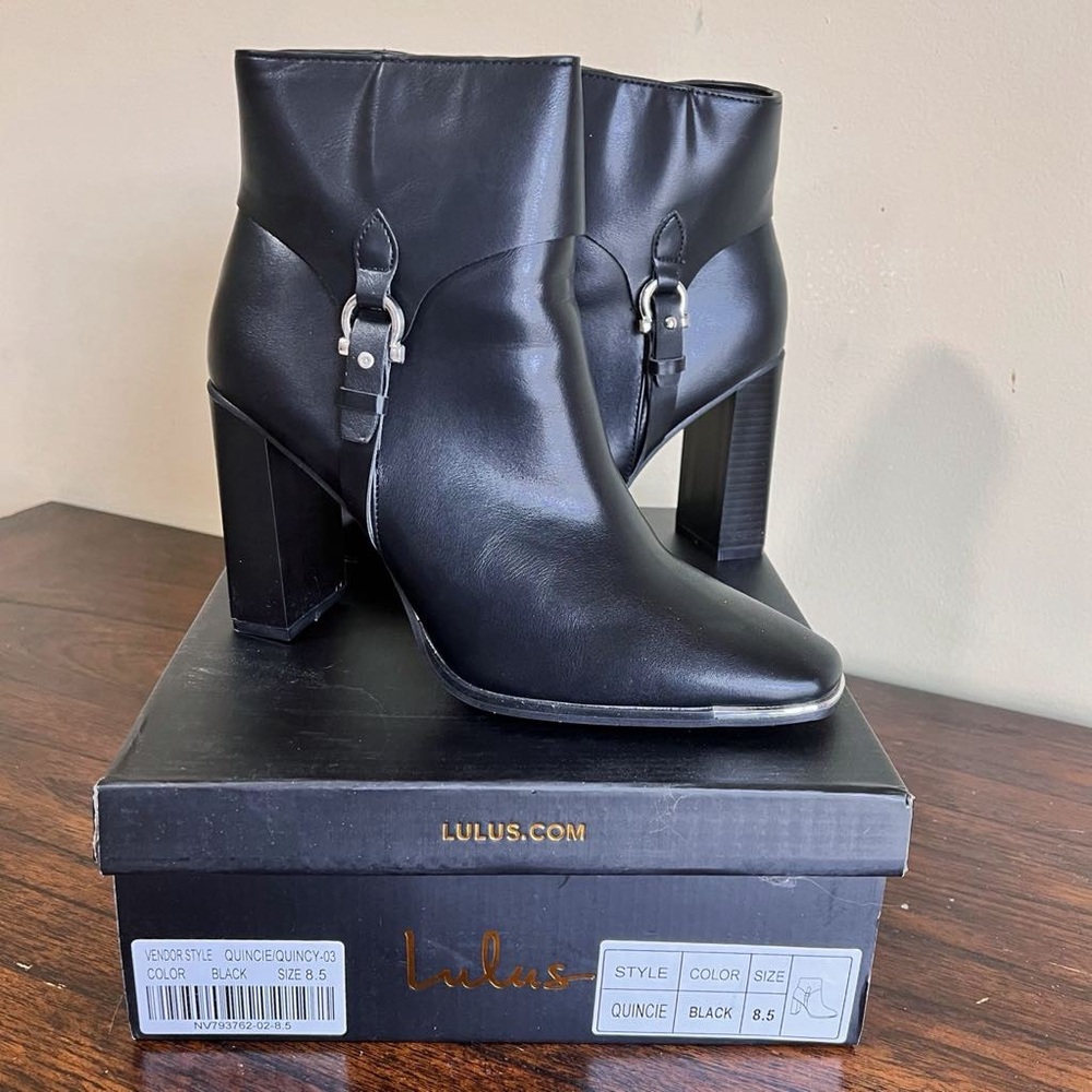Lulus Quincie Heeled Black Ankle Boots